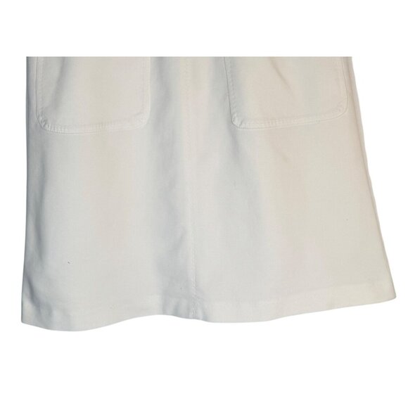 Zara Medium Off White A-Line Skirt Double Buckle & Pocket Detail Cotton Blend - Picture 6 of 15
